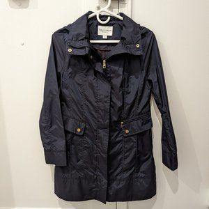 Cole Haan Women's Navy Blue Rain Jacket With Hood - Navy Blue - Petite Small